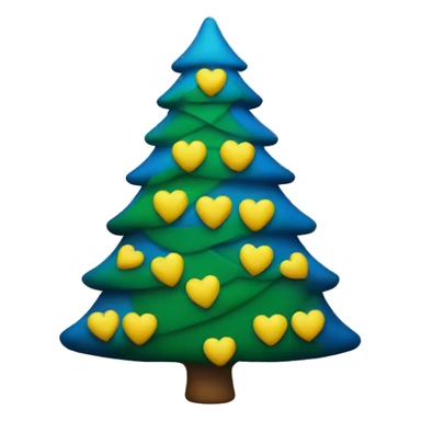 Christmas tree with yellow and blue hearts sticker