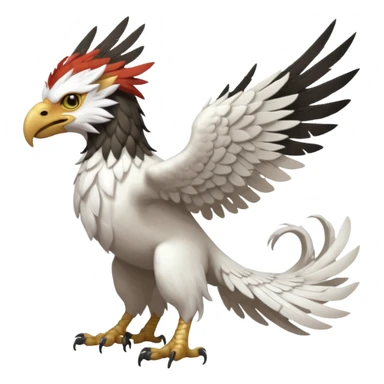 Albino white-furred Gryphon-Silvally-griffin-chimera-hybrid, full body sticker