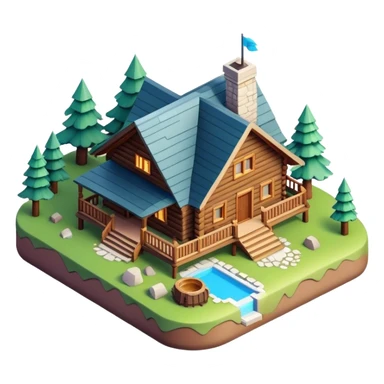 3d-isometric-Mountain-Cabin-mansion sticker