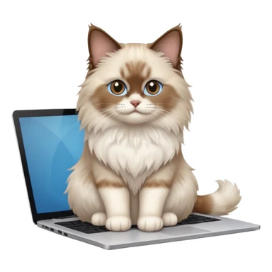 Cute ragdoll cat on a laptop. Should sit on top of the laptop, cat is way bigger than the laptop. Could walk on the laptop or sit. I liked the first one but remove the blue on the cat sticker