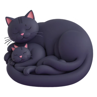 huge cat sleeping curled with a tiny human resting in the middle, both relaxed and safe sticker