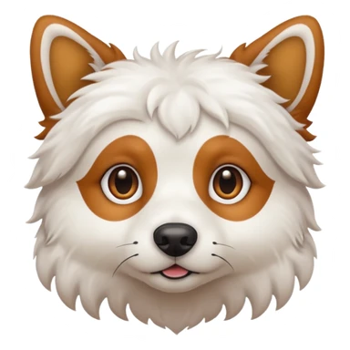 White dog with brown spots on eyes fluffy sticker