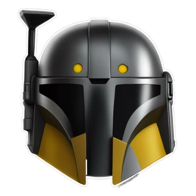 Mandalorian helmet black and yellow with antenna sticker