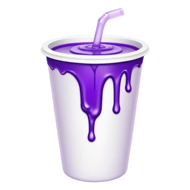 sytrofoam cup with a thick purple liquid dripping sticker