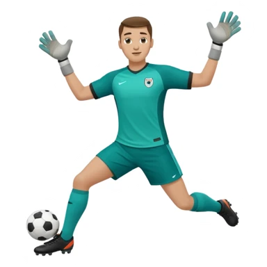 soccer goalkeeper teal shirt, shorts football boots arms out sticker