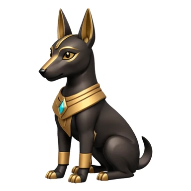  Fit mean Short-eared Black fur beautiful female robo anubis puppy statue posed  sticker