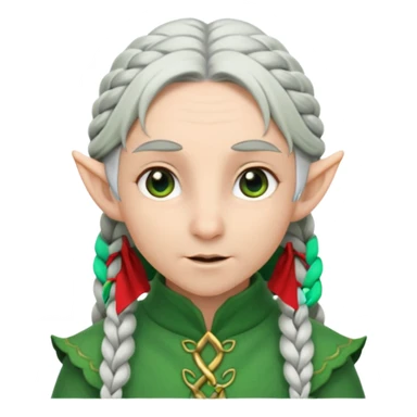 braid silver hair elf, green cloth sticker