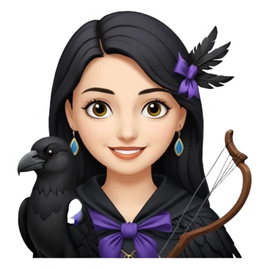 Alysanne Blackwood from Game of Thrones. She is known as black aly and is the Wife of Cregan Stark. I have her looking like Hande Erçel. Show her with a raven and a bow. Have her smirking, smiling, laughing sticker