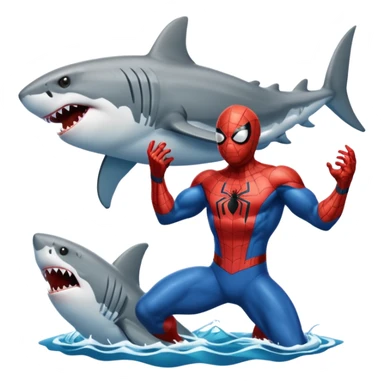 Spider-Man catching a great white shark sticker