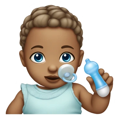 blue eyed baby girl with pacifier sticker