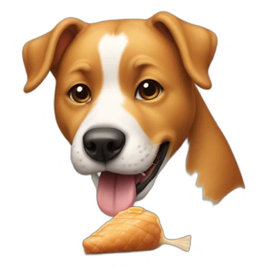 dog eating chicken sticker