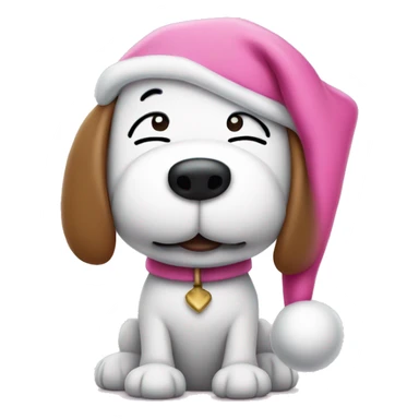 snoopy with a pink christmas hat sticker