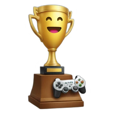 A trophy with a video game controller inside sticker