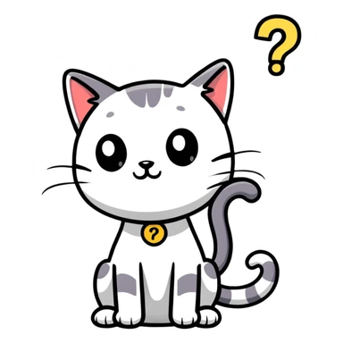 contemplative cat looking up with question marks sticker