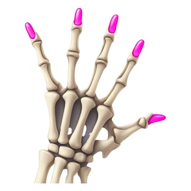 skeleton hand with long pink nails sticker