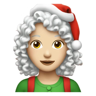 curly white girl with a christmas hat sticker