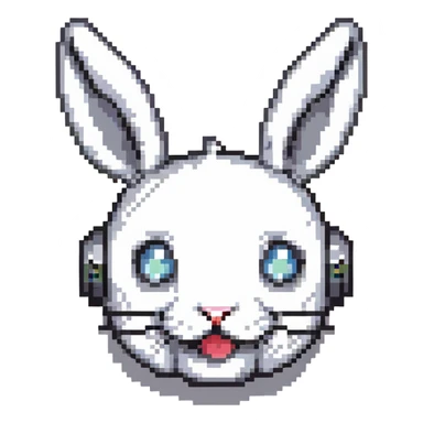 happy futuristic rabbit robot face, only the face sticker