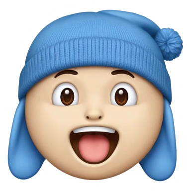 Blue emoji with mouth to withBeanie  sticker