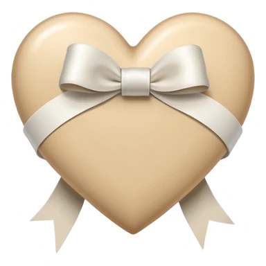beige heart with white ribbon sticker