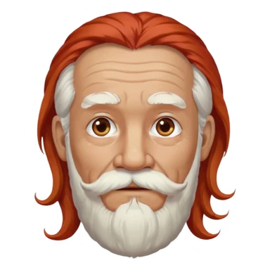 very old, white bearded and white mustached, red long haired, wearing ear accessories sticker