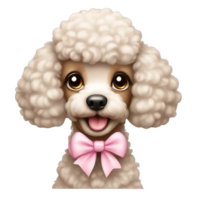 Cute poodle with light pink bow sticker