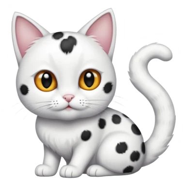 Un gato blanco con manchas en los ojos y cola negra sticker