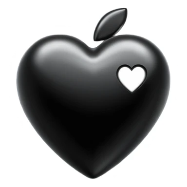 Apple-style 3D emoji of a shiny black heart, smooth and glossy surface, simple and elegant design, no background. sticker