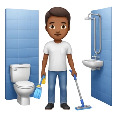man Cleaning the bathroom sticker