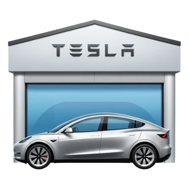 A Tesla Model Y parallel parking in front of a store, from above sticker