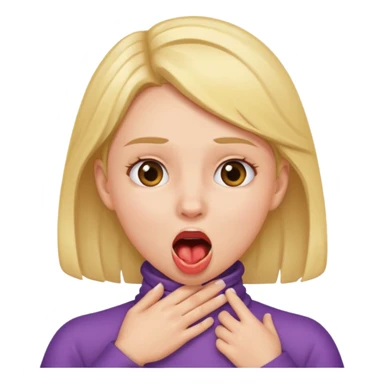 Girl holding her neck with mouth open  sticker