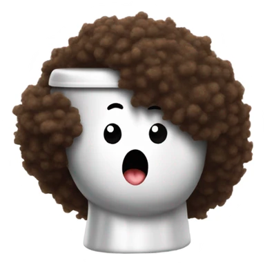Poo with Afro hair with 2 legs running away from toilet sticker