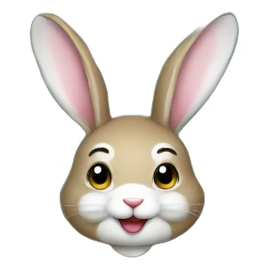 A smiling rabbit in a Ukrainian flag costume sticker