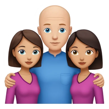 Bald white man blue eyes in love with Filipina woman 2 young Filipina girls sticker