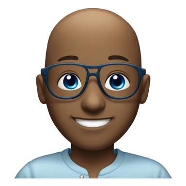 bald boy smiling at viewer with blue eyes and glasses, face only sticker