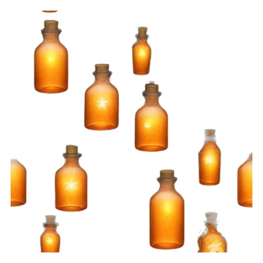 Orange magic fairy light sparkling old Antique bottle with poison and with herbal and flowers sticker
