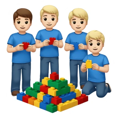 boys playing with legos full body sticker