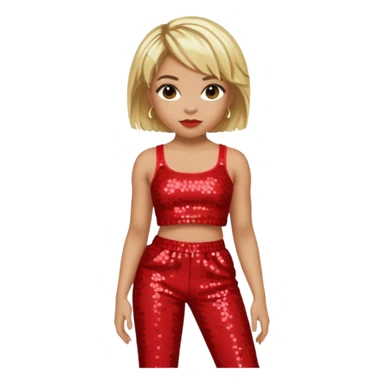 T Boz from TLC with short blonde hair, red sequin crop top and pants sticker