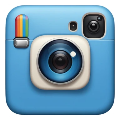 A hand-drawn doodle in a minimalist, cartoon style of a [instagram]. The object is white with thick, rough, black marker outlines and two small black dot eyes. It is a simple sketch with no realistic textures, centered on a solid [blue] circular background." sticker