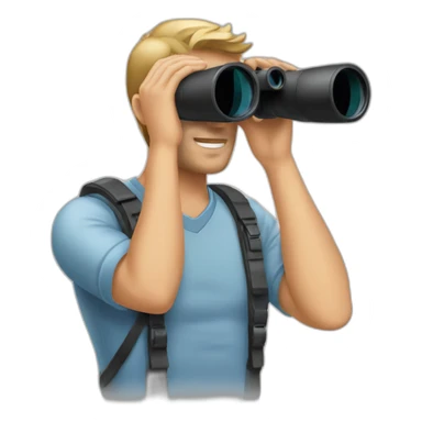 man looking through binoculars sticker