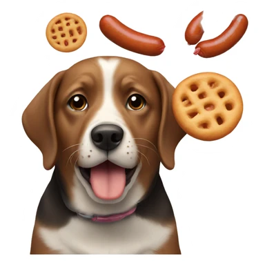 dog eating sausage  sticker