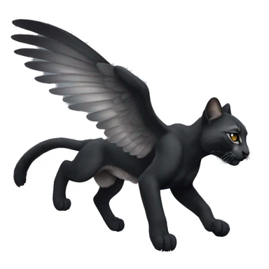 winged black puma flying sticker