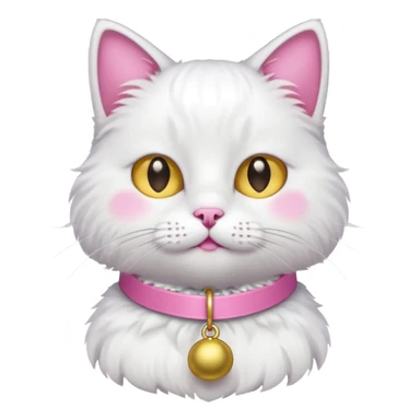 neko with bell pink coller white cat sticker