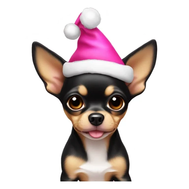 black & tan chihuahua puppy with pink christmas hat  sticker