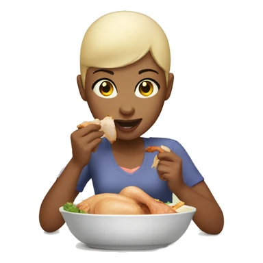 Bald girl eating chicken sticker