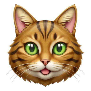 Cinematic Comical Brown Tabby Cat Portrait Emoji, Head tilted dramatically with an exaggeratedly shocked or offended expression, rich brown fur with bold dark tabby stripes, wide piercing golden-green eyes filled with exaggerated disbelief, Simplified yet hilariously expressive features, highly detailed, glowing with a slightly sassy glow, high shine, dramatic yet playful, stylized with an air of attitude, bright and endearing, soft glowing outline, capturing the essence of a sassy and over-the-top feline, so meme-worthy it feels like it could side-eye its way into internet fame instantly! sticker