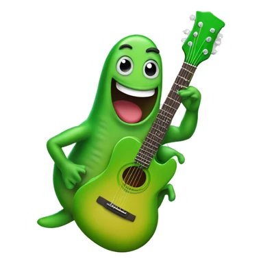 Happy green slug playing guitar sticker