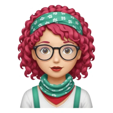 girl with curly  peppermint hair and bandana and glassess sticker