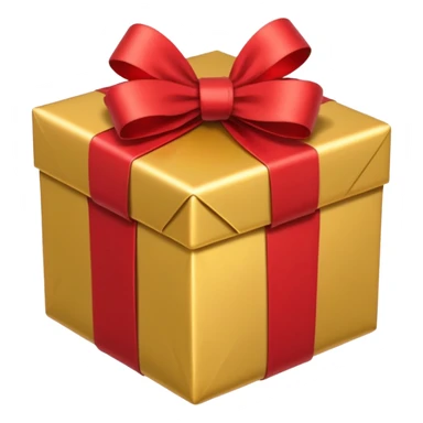 present with gold wrapping and red ribbon sticker