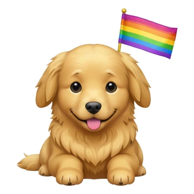 golden retriever with LGBT flag sticker