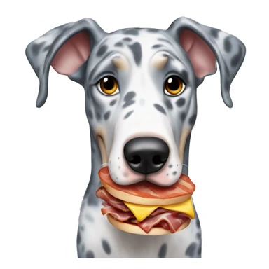 Blue Merle Great Dane eating bacon sticker